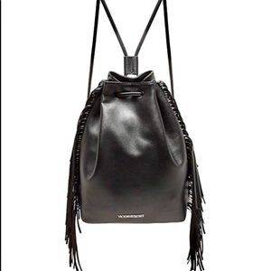 NWT Victoria’s Secret black fringe drawstring bag